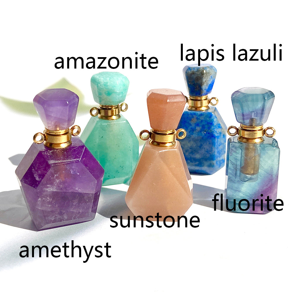 Crystal Perfume Bottle (Amethyst /Lapis Lazuli / Sunstone / Amazonite / Fluorite)