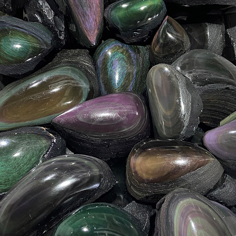 Rainbow Obsidian Raw Stone good flash