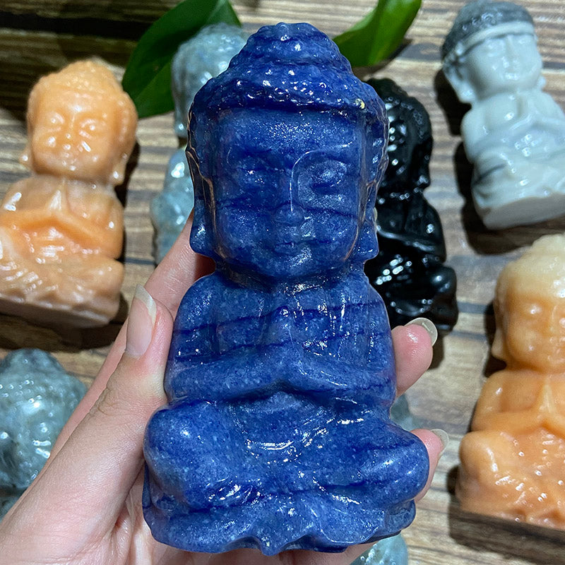 Different Material Crystal Baby Buddha Carvings (Obsidian/Blue Aventurine/Sunstone/Labradorite/Taiji Stone)