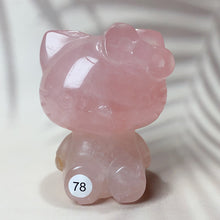 Load image into Gallery viewer, Natural Clear Quartz &amp; Rose Quartz Crystal Carving Hello Kitty