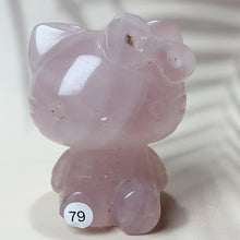 Load image into Gallery viewer, Natural Clear Quartz &amp; Rose Quartz Crystal Carving Hello Kitty