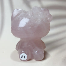 Load image into Gallery viewer, Natural Clear Quartz &amp; Rose Quartz Crystal Carving Hello Kitty