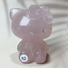 Load image into Gallery viewer, Natural Clear Quartz &amp; Rose Quartz Crystal Carving Hello Kitty