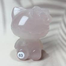 Load image into Gallery viewer, Natural Clear Quartz &amp; Rose Quartz Crystal Carving Cute Hello Kitty Gem Sculpture Home Decoration Gift