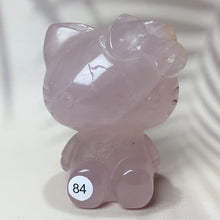 Load image into Gallery viewer, Natural Clear Quartz &amp; Rose Quartz Crystal Carving Cute Hello Kitty Gem Sculpture Home Decoration Gift