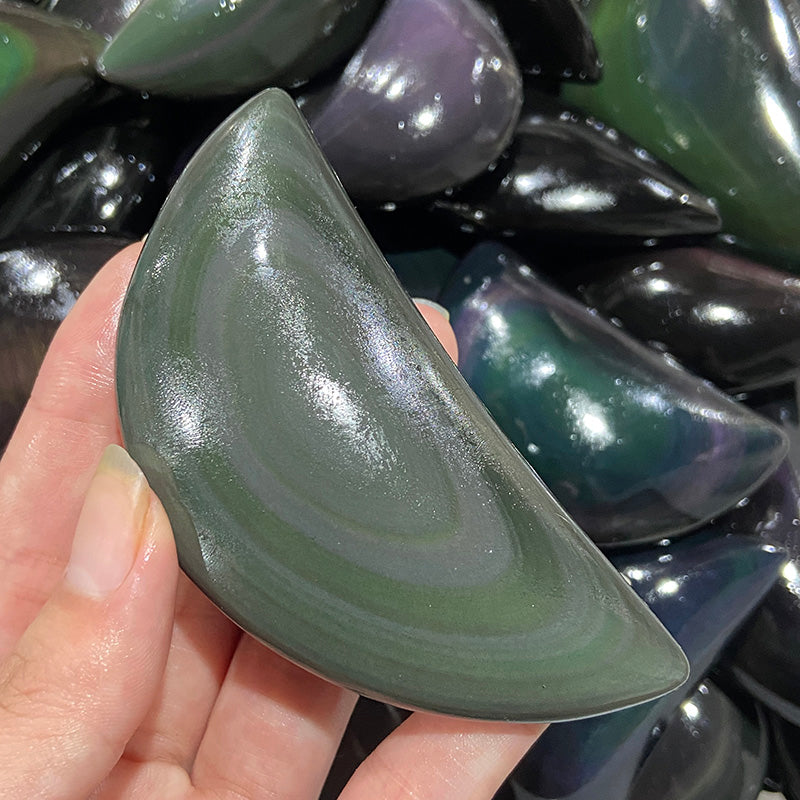 Natural Rainbow Obsidian Moon Shape