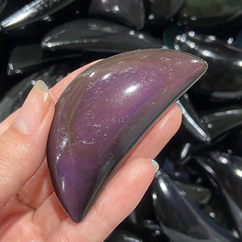 Natural Rainbow Obsidian Moon Shape