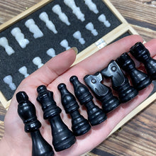 Load image into Gallery viewer, Crystal Chess Set Carvings Obsidian &amp; White Jade