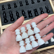 Load image into Gallery viewer, Crystal Chess Set Carvings Obsidian &amp; White Jade