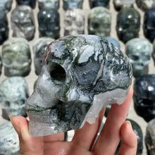 Load image into Gallery viewer, Natural Moss Agate Skulls Crystal Stone Carvings