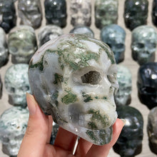 Load image into Gallery viewer, Natural Moss Agate Skulls Crystal Stone Carvings