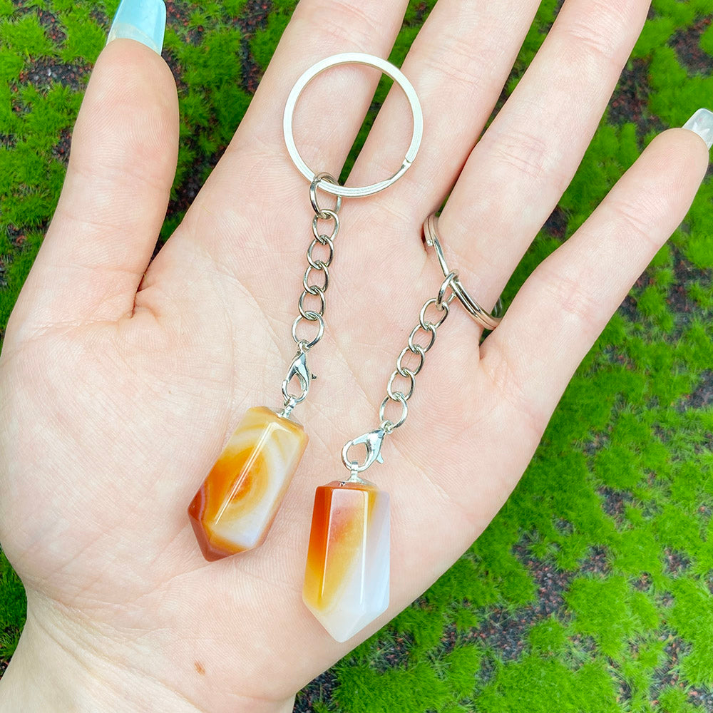 Different Styles Crystal Keychain (Red Jasper & Obsidian & Carnelian)