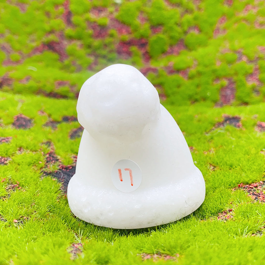 Natural  Crystal Raw Stones White Jade  Carved Snowman  Rabbit Model Figurine Crystal Christmas Gift