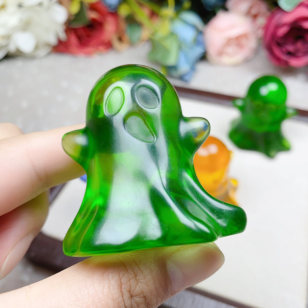 Blue Opal And Green Opal And Yellow Opal Hand Carved Crafts Halloween Home Decoration Ghost Skeletons Gift