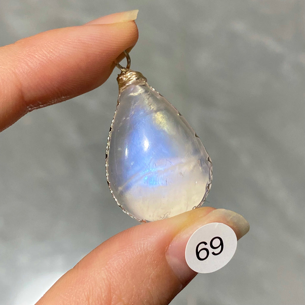 DIY Necklace High Quality Blue Moonstone Water Drop Shape Pendant Double Flash Crystals Stone Decoration