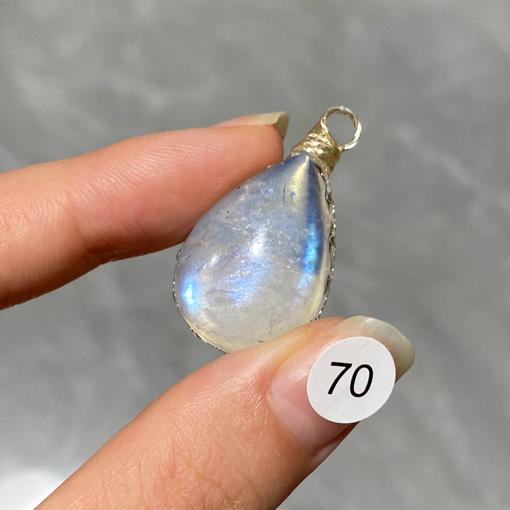 DIY Necklace High Quality Blue Moonstone Water Drop Shape Pendant Double Flash Crystals Stone Decoration