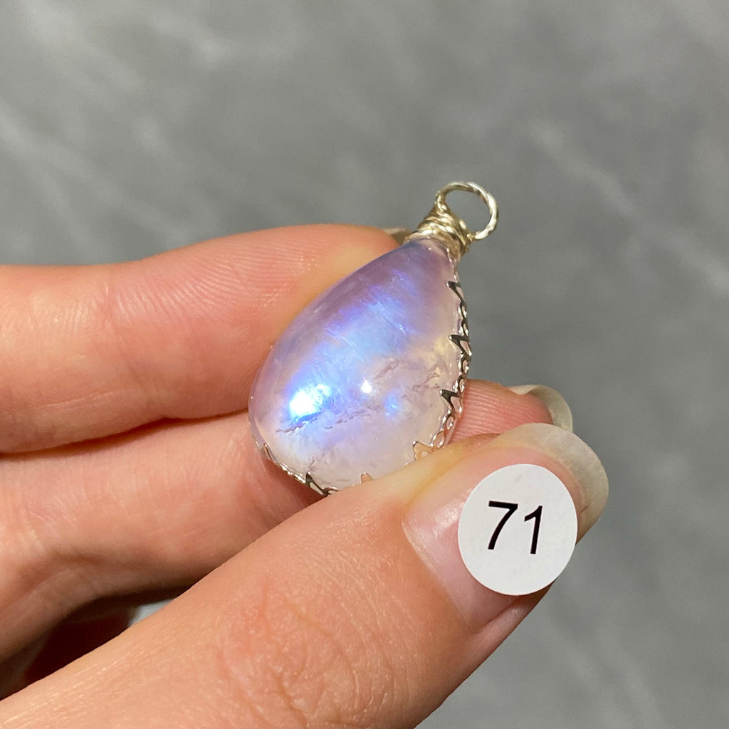 DIY Necklace High Quality Blue Moonstone Water Drop Shape Pendant Double Flash Crystals Stone Decoration