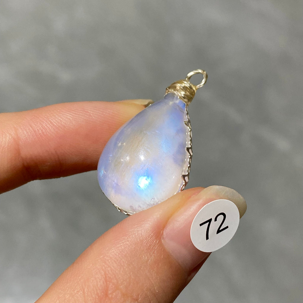 DIY Necklace High Quality Blue Moonstone Water Drop Shape Pendant Double Flash Crystals Stone Decoration