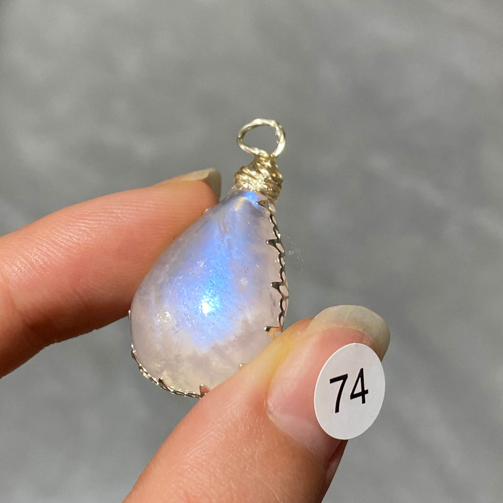 DIY Necklace High Quality Blue Moonstone Water Drop Shape Pendant Double Flash Crystals Stone Decoration