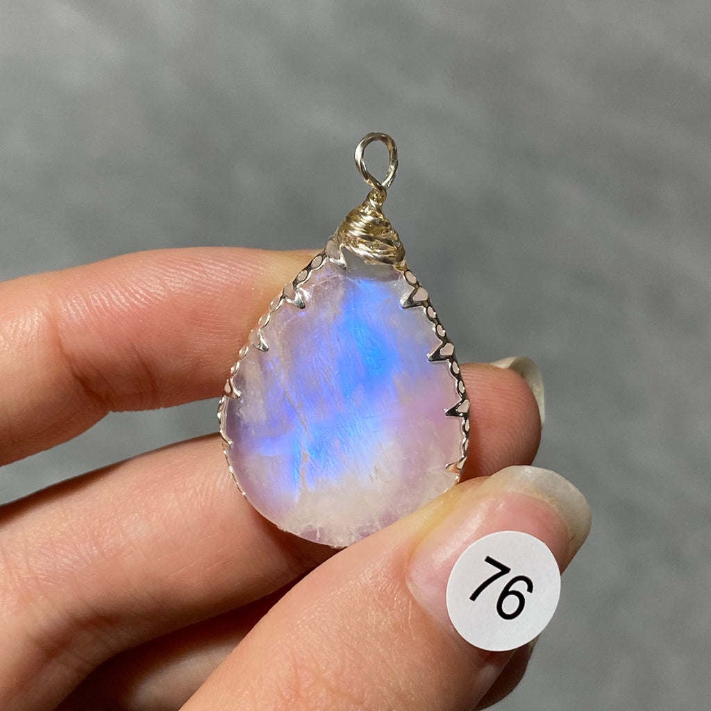 DIY Necklace High Quality Blue Moonstone Water Drop Shape Pendant Double Flash Crystals Stone Decoration