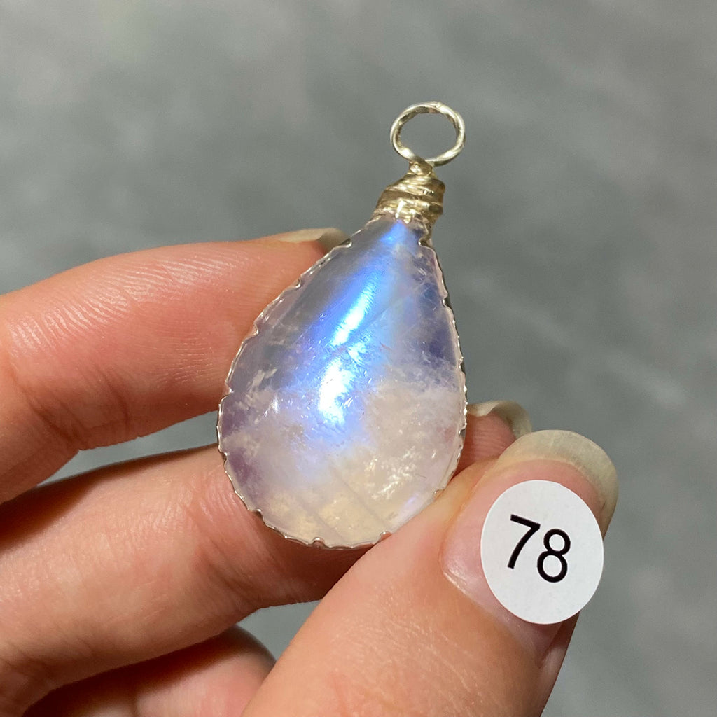 DIY Necklace High Quality Blue Moonstone Water Drop Shape Pendant Double Flash Crystals Stone Decoration