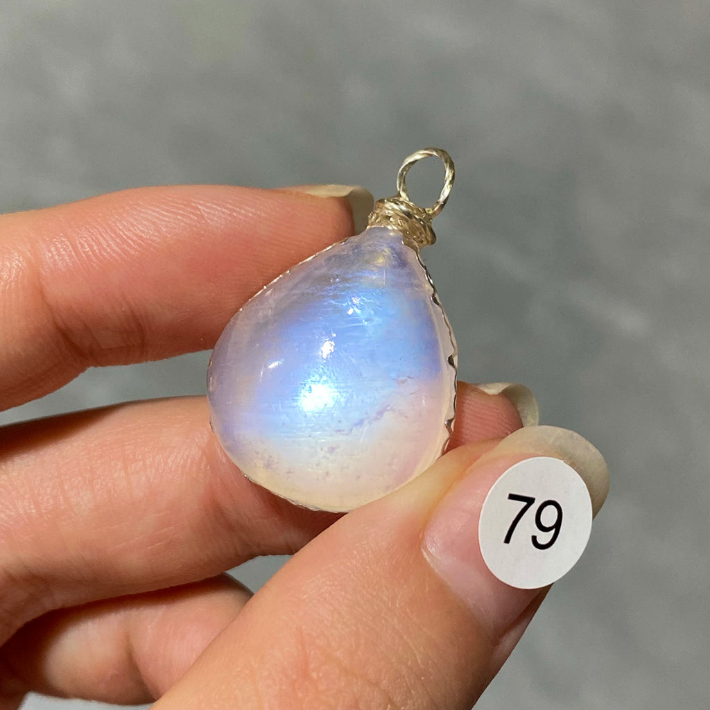 DIY Necklace High Quality Blue Moonstone Water Drop Shape Pendant Double Flash Crystals Stone Decoration