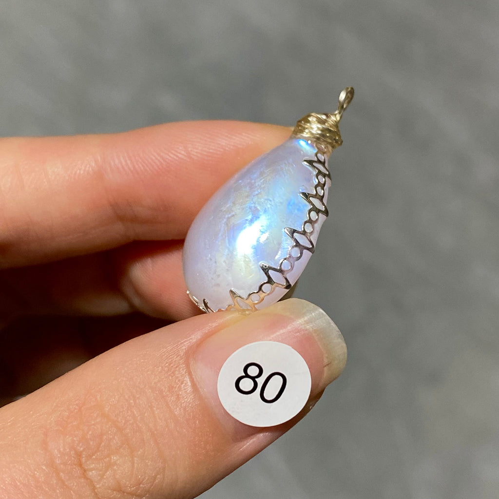 DIY Necklace High Quality Blue Moonstone Water Drop Shape Pendant Double Flash Crystals Stone Decoration