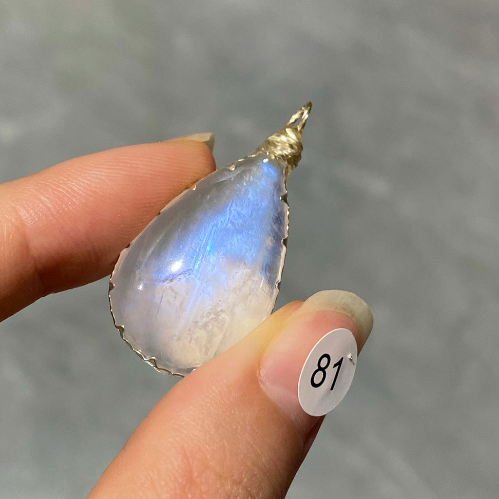 DIY Necklace High Quality Blue Moonstone Water Drop Shape Pendant Double Flash Crystals Stone Decoration