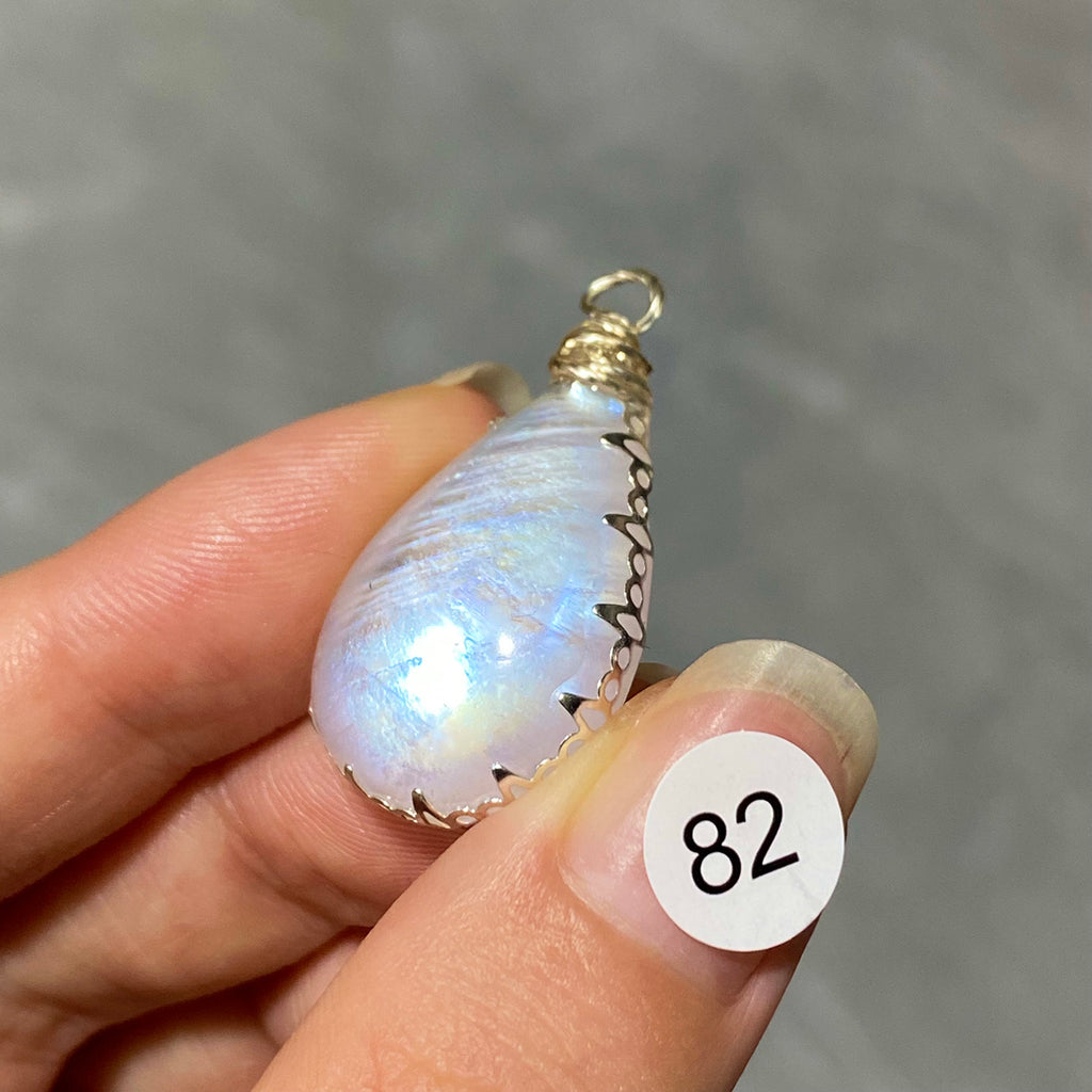 DIY Necklace High Quality Blue Moonstone Water Drop Shape Pendant Double Flash Crystals Stone Decoration