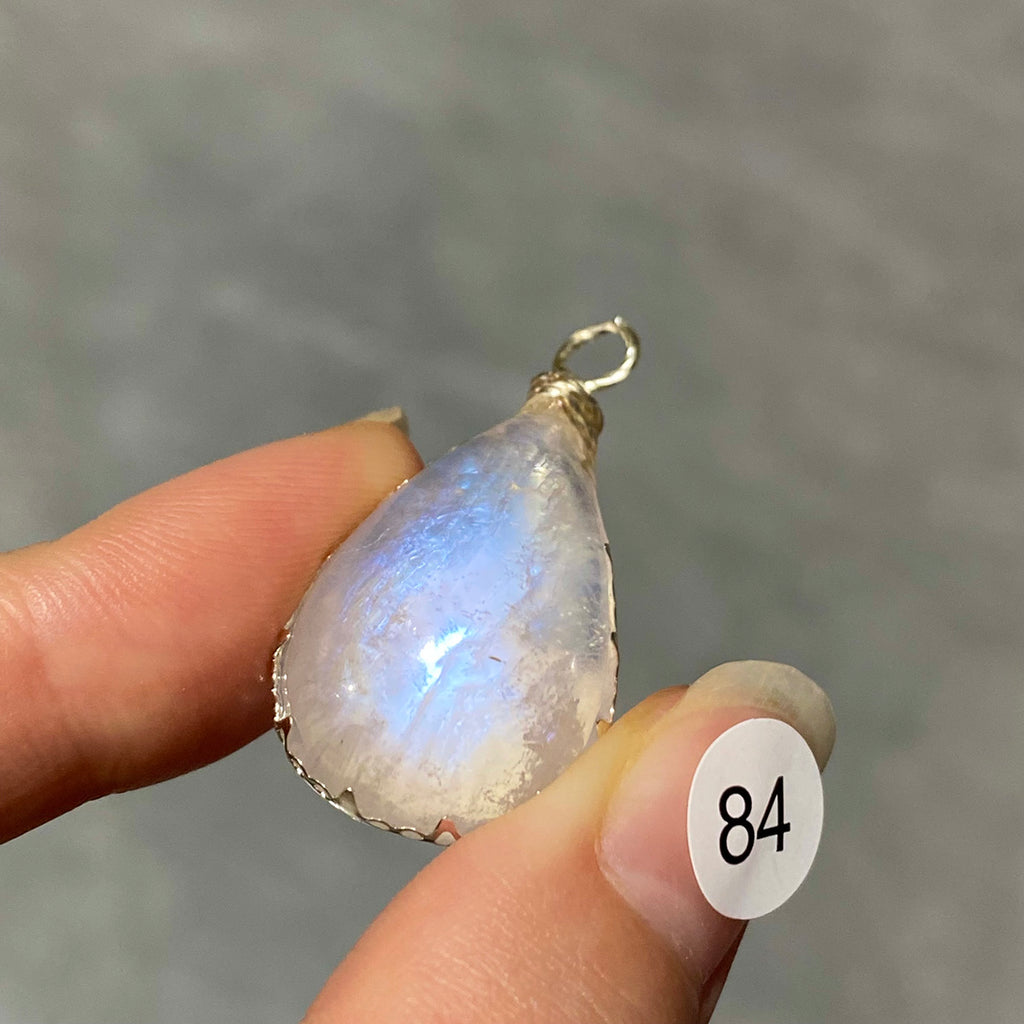 DIY Necklace High Quality Blue Moonstone Water Drop Shape Pendant Double Flash Crystals Stone Decoration