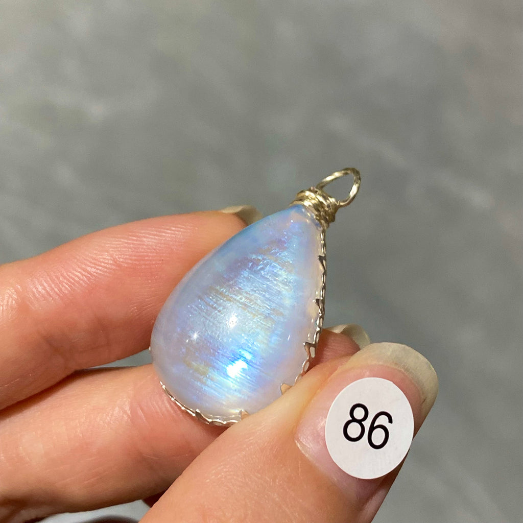 DIY Necklace High Quality Blue Moonstone Water Drop Shape Pendant Double Flash Crystals Stone Decoration