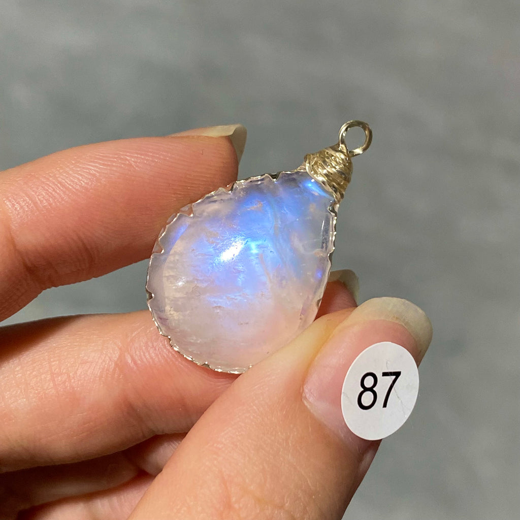 DIY Necklace High Quality Blue Moonstone Water Drop Shape Pendant Double Flash Crystals Stone Decoration