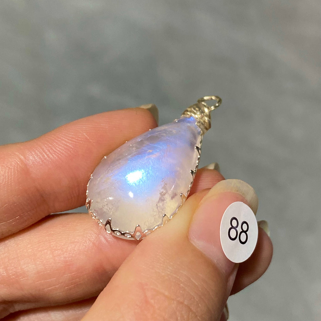 DIY Necklace High Quality Blue Moonstone Water Drop Shape Pendant Double Flash Crystals Stone Decoration