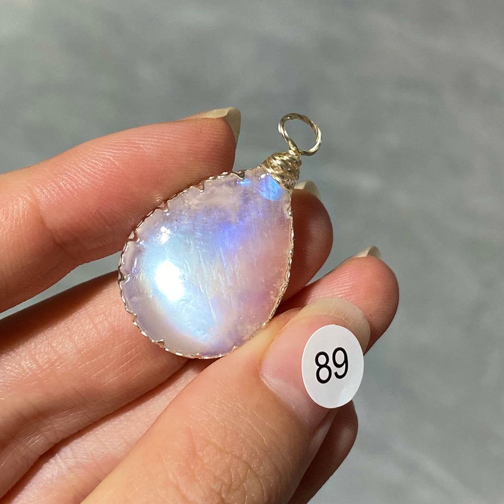 DIY Necklace High Quality Blue Moonstone Water Drop Shape Pendant Double Flash Crystals Stone Decoration