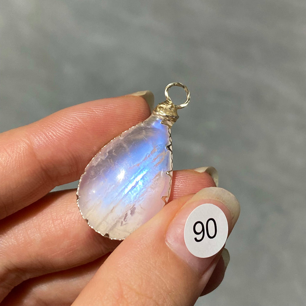 DIY Necklace High Quality Blue Moonstone Water Drop Shape Pendant Double Flash Crystals Stone Decoration