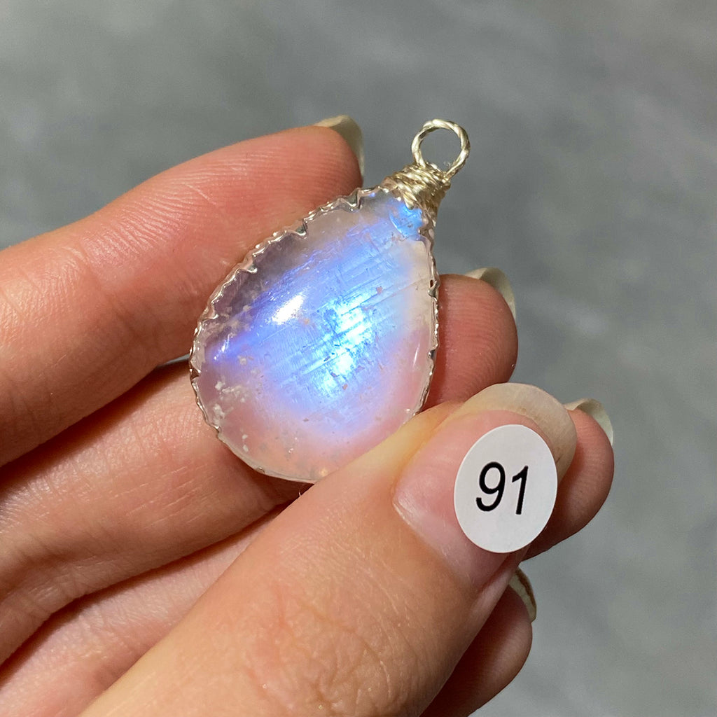 DIY Necklace High Quality Blue Moonstone Water Drop Shape Pendant Double Flash Crystals Stone Decoration