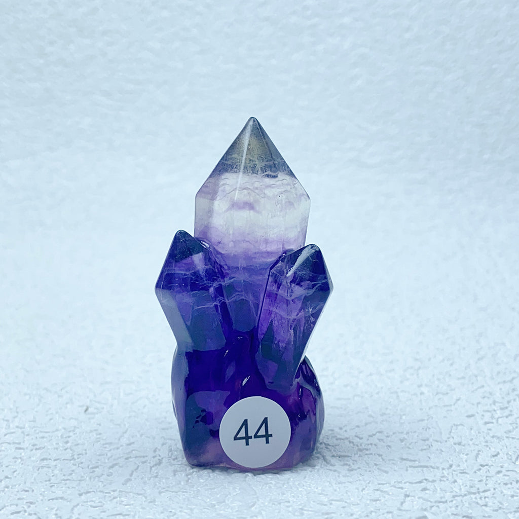 Natural Rainbow  Fluorite Carving  Crystal  Clusters Tower Points