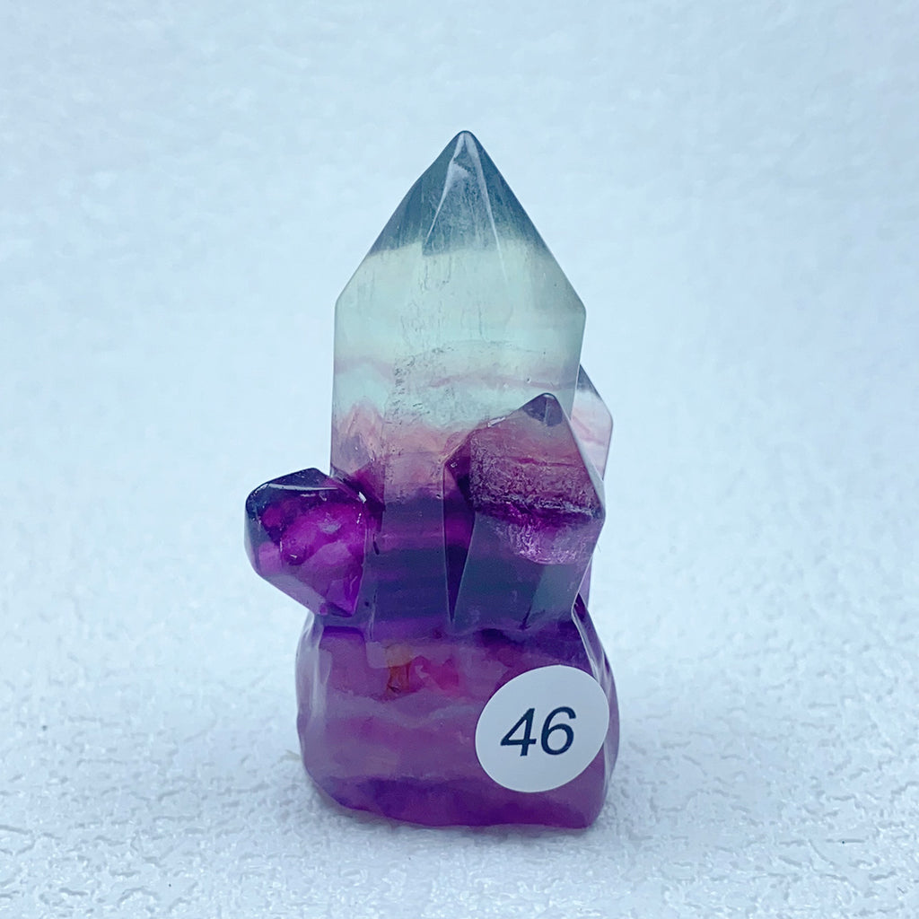 Natural Rainbow  Fluorite Carving  Crystal  Clusters Tower Points