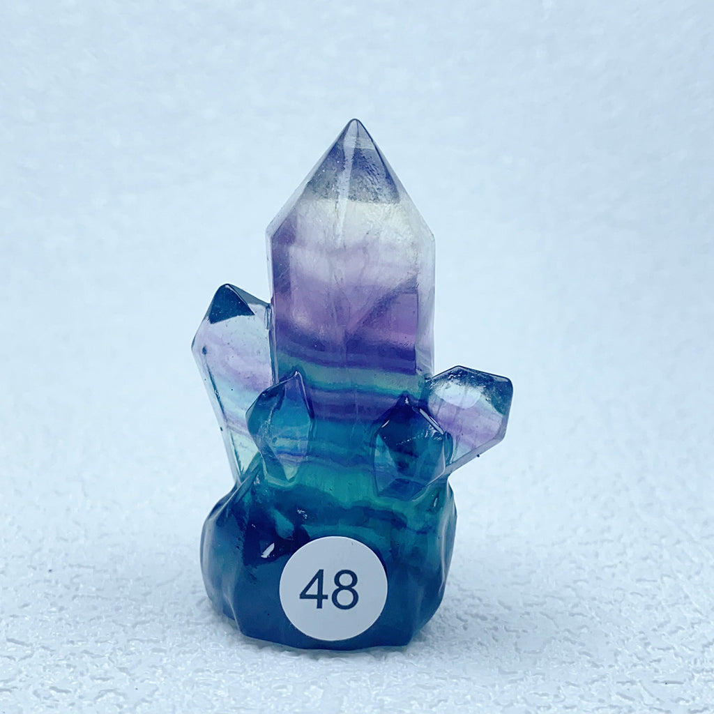 Natural Rainbow  Fluorite Carving  Crystal  Clusters Tower Points