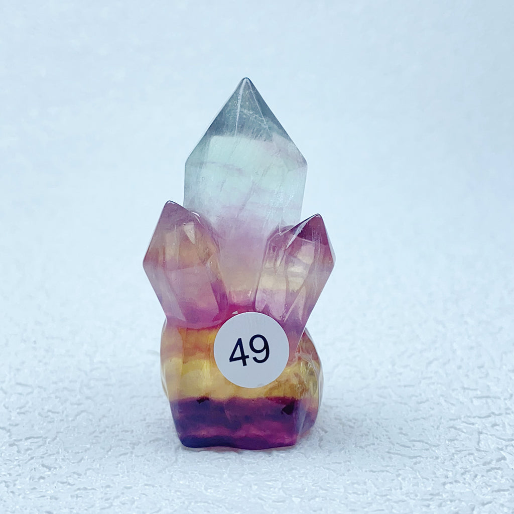 Natural Rainbow  Fluorite Carving  Crystal  Clusters Tower Points