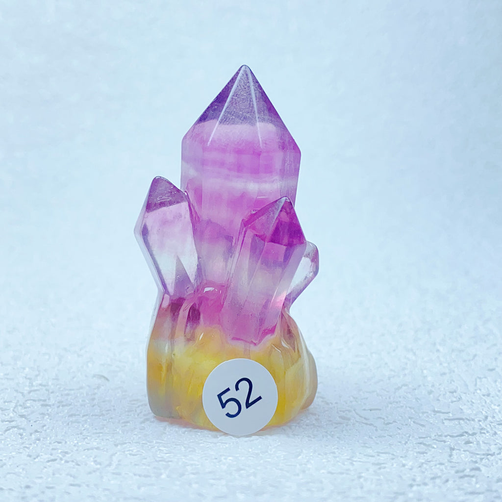 Natural Rainbow  Fluorite Carving  Crystal  Clusters Tower Points