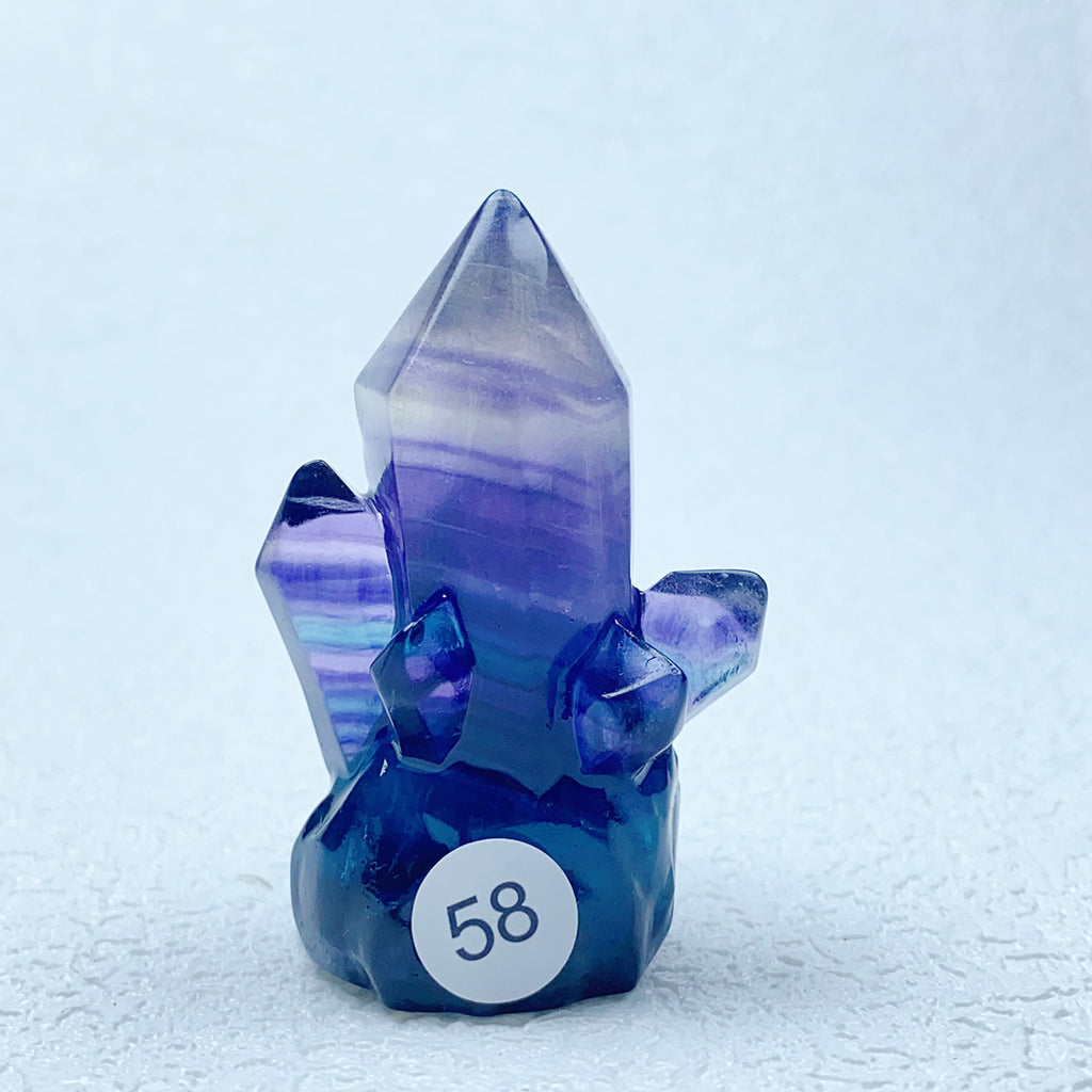 Natural Rainbow  Fluorite Carving  Crystal  Clusters Tower Points