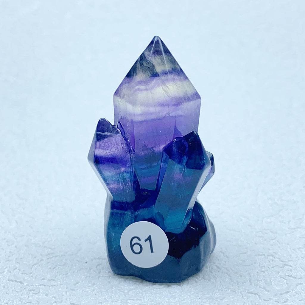 Natural Rainbow  Fluorite Carving  Crystal  Clusters Tower Points