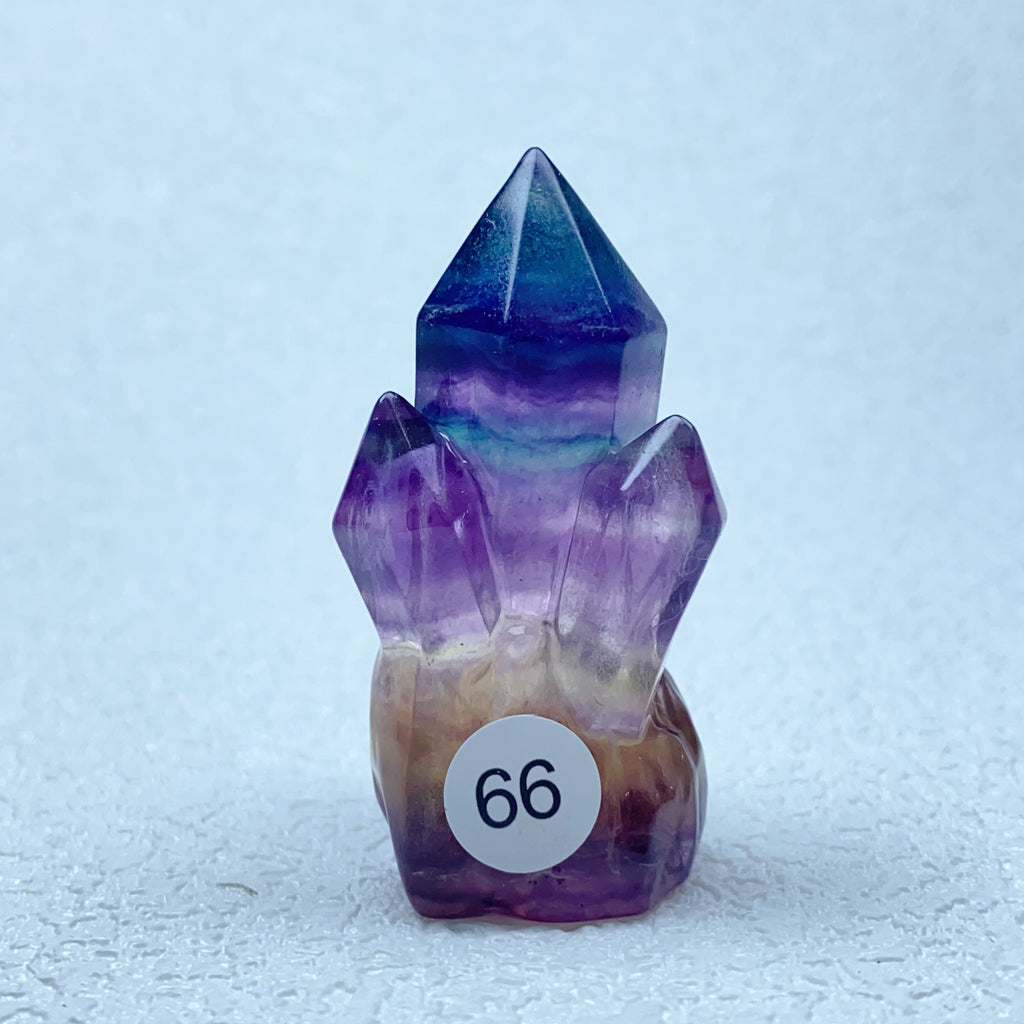 Natural Rainbow  Fluorite Carving  Crystal  Clusters Tower Points