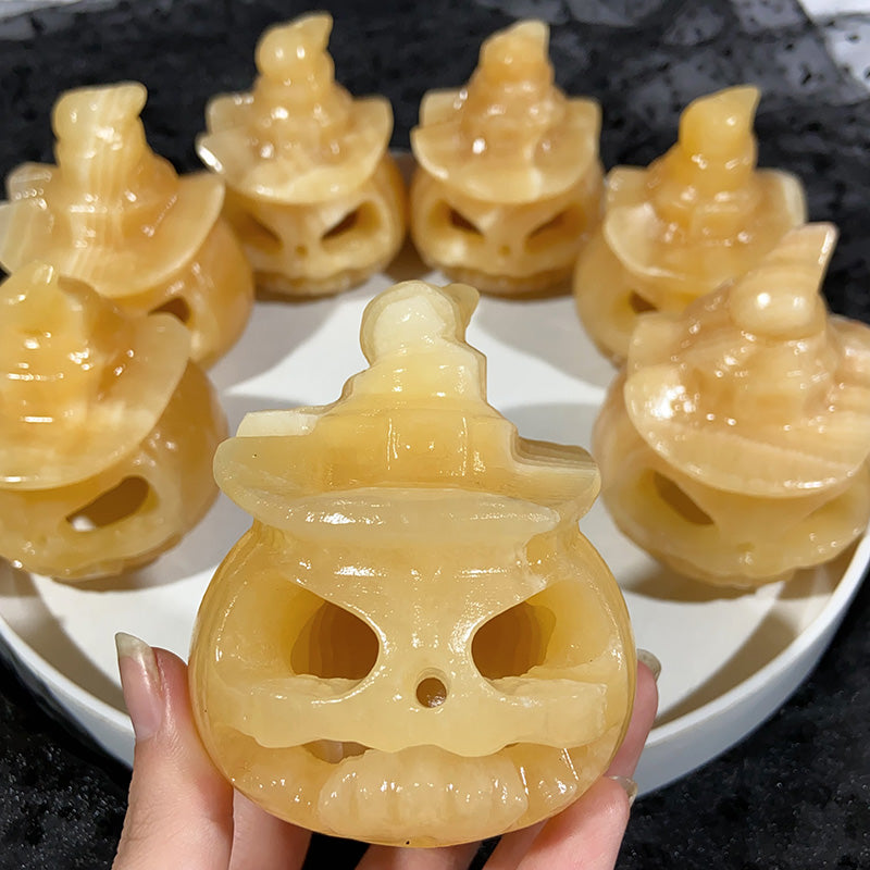 Orange Calcite Pumpkin Carvings $30/PC