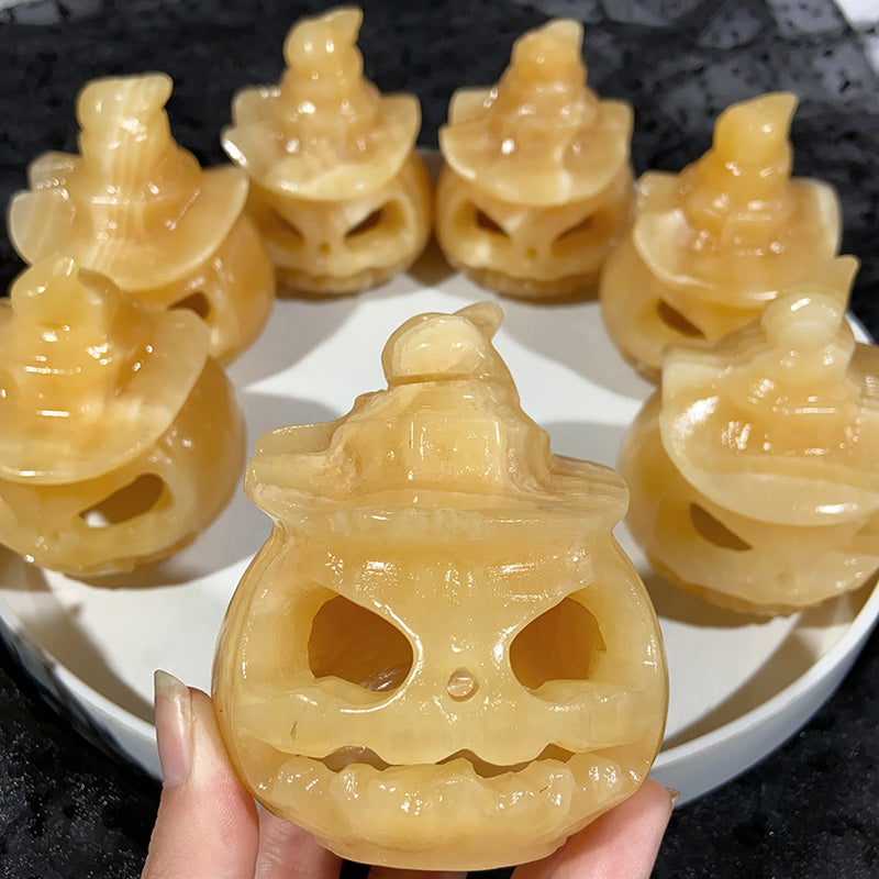 Orange Calcite Pumpkin Carvings $30/PC