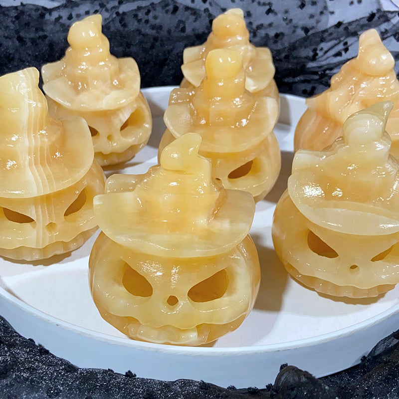 Orange Calcite Pumpkin Carvings $30/PC