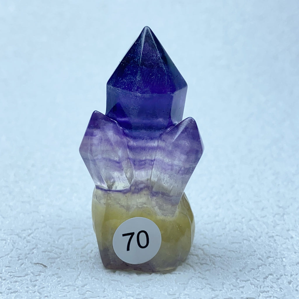 Natural Rainbow  Fluorite Carving  Crystal  Clusters Tower Points