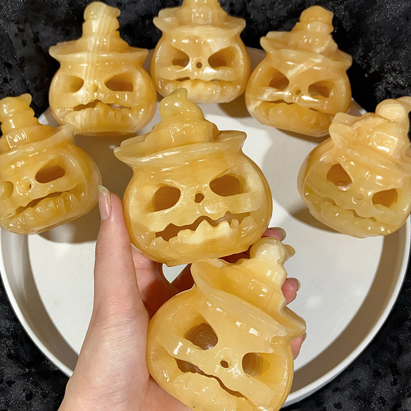 Orange Calcite Pumpkin Carvings $30/PC