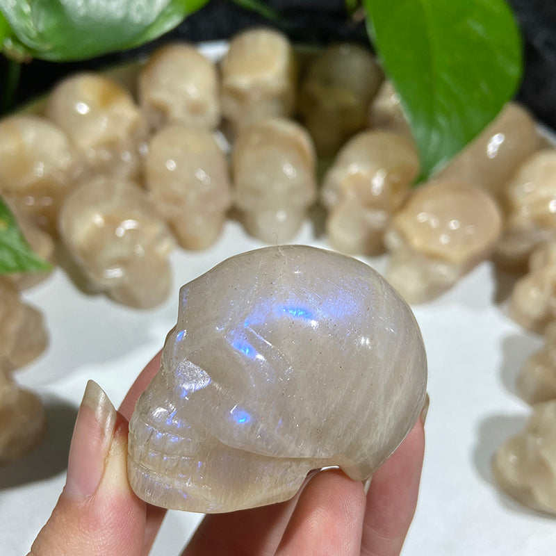 Blue Moonstone Skull Carvings